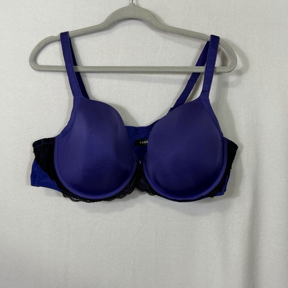 Torrid Blue Sexy T-Shirt Balconette Underwire Adjustable Straps Bra Size 46C